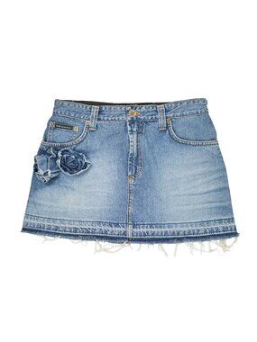 Dolce & Gabbana Flower Mini Skirt in Blue Denim